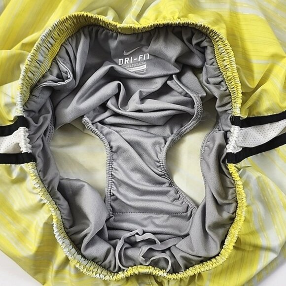 NIKE Women's Athletic Running Shorts Yellow White Built-Ln Liner 3" Inseam Sz L - Picture 6 of 11